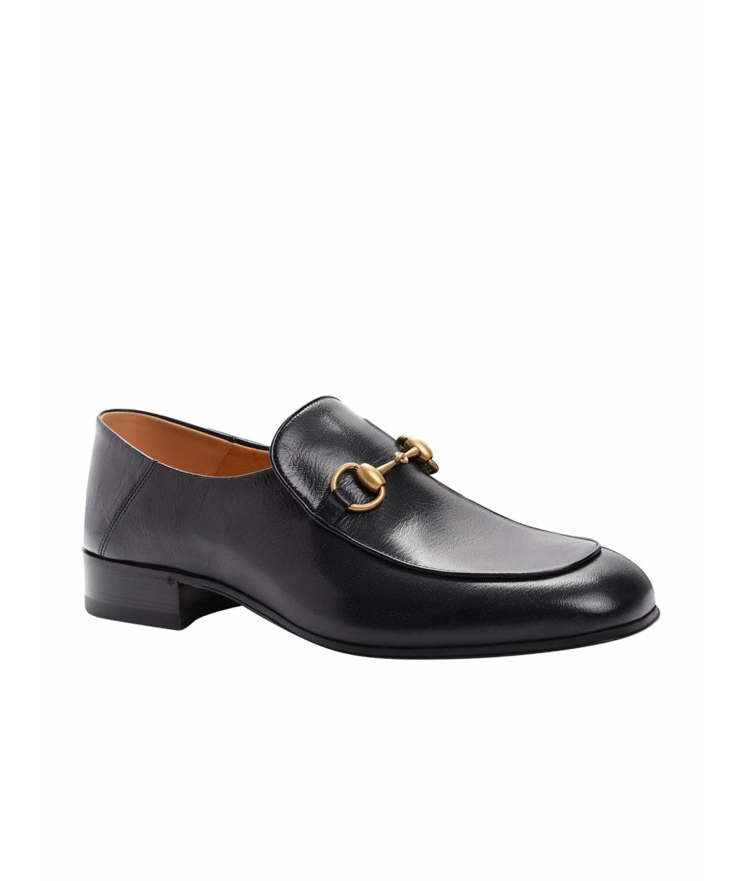 GUCCI Черные кожаные лоферы, фото 1