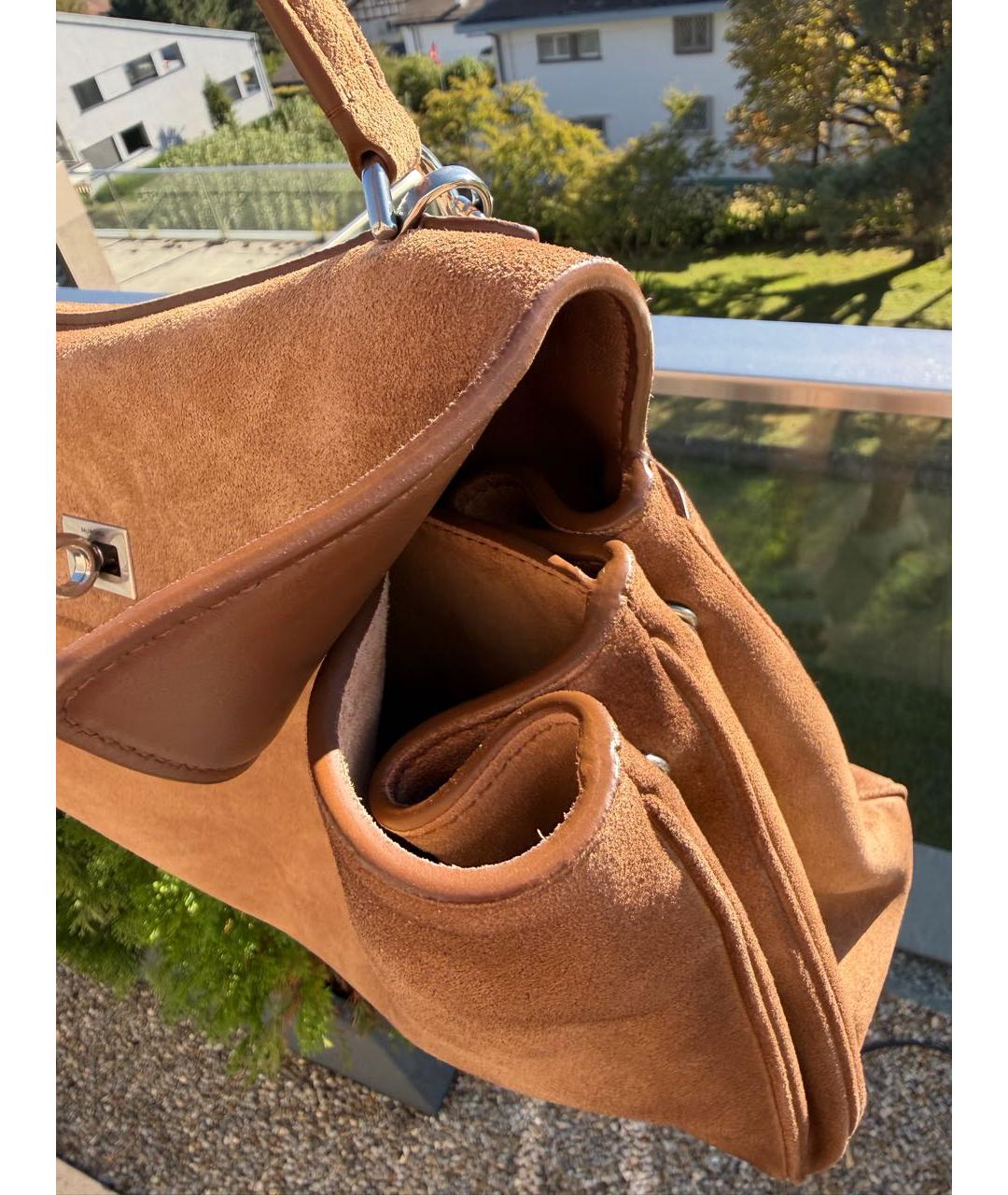 BALENCIAGA Бежевая замшевая сумка с короткими ручками, фото 8