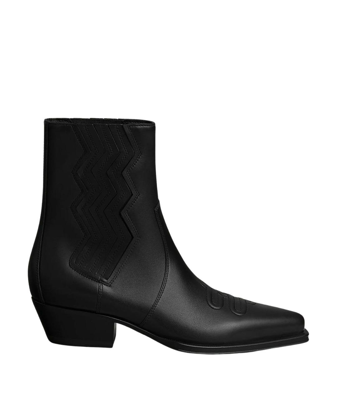 HERMES Черные кожаные полусапоги, фото 1