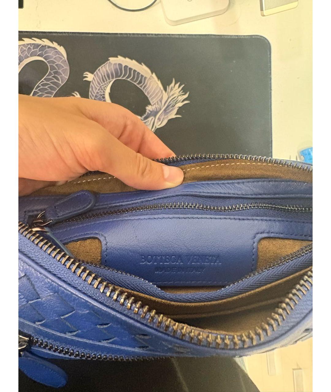 BOTTEGA VENETA Синий кожаный кошелек, фото 3
