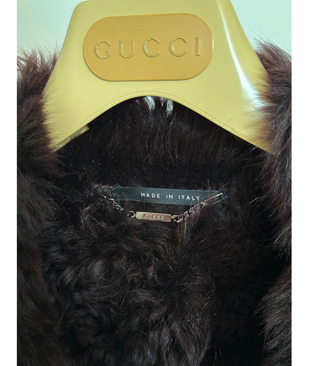 GUCCI Бордовая меховая дубленка, фото 3