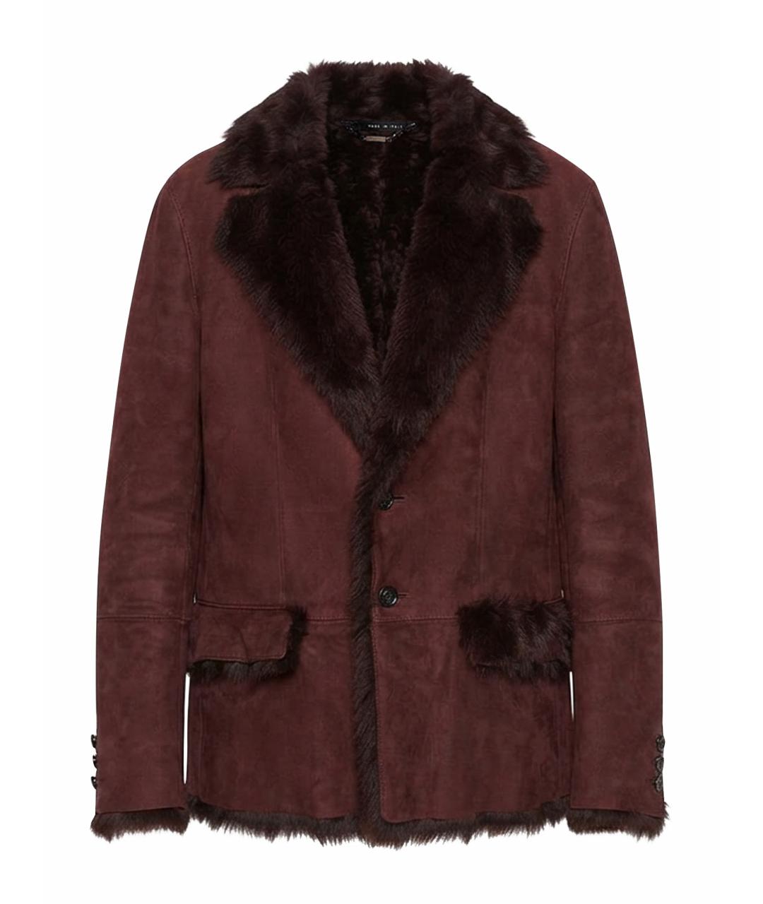 GUCCI Бордовая меховая дубленка, фото 1