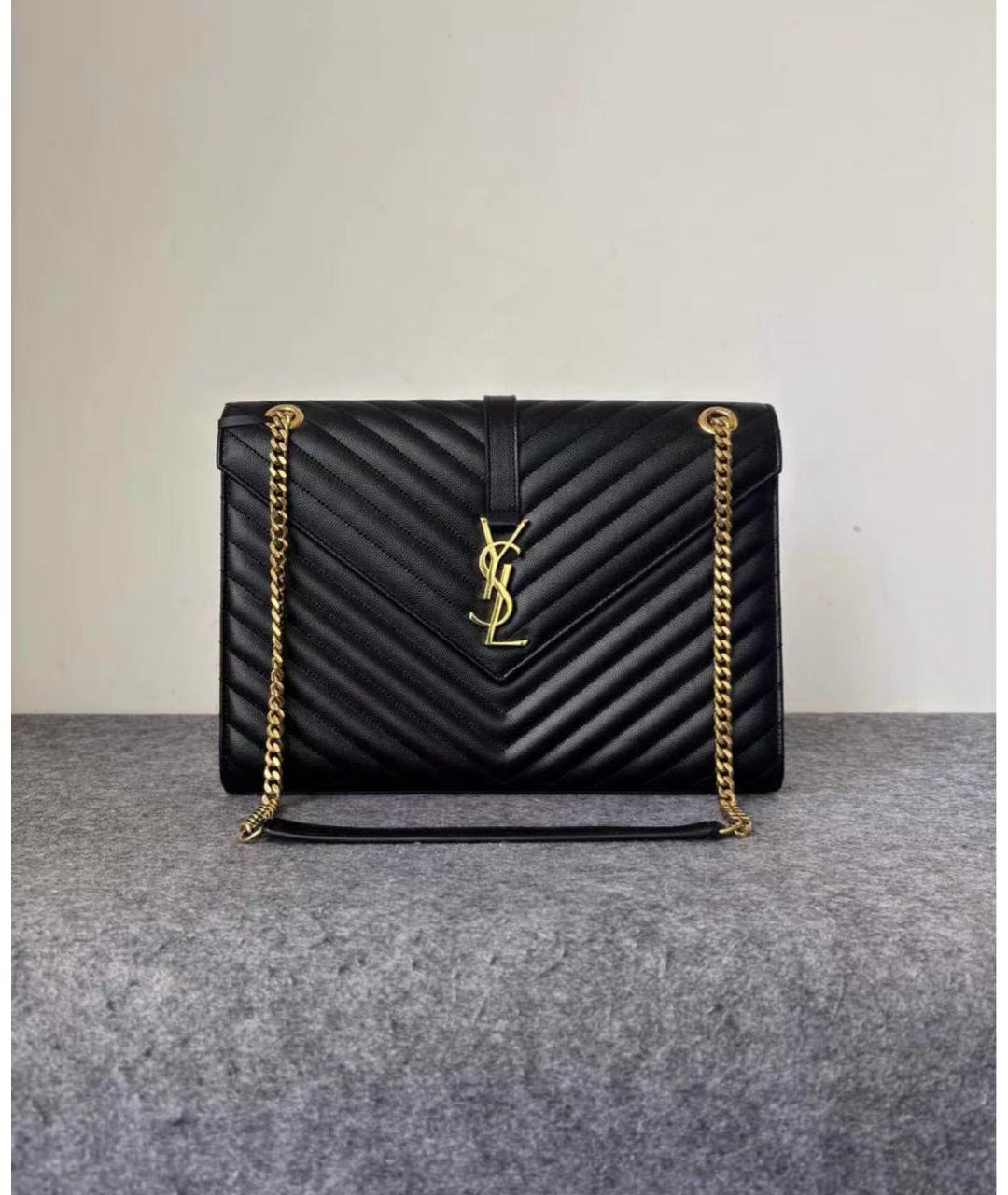 SAINT LAURENT Черная кожаная сумка через плечо, фото 2