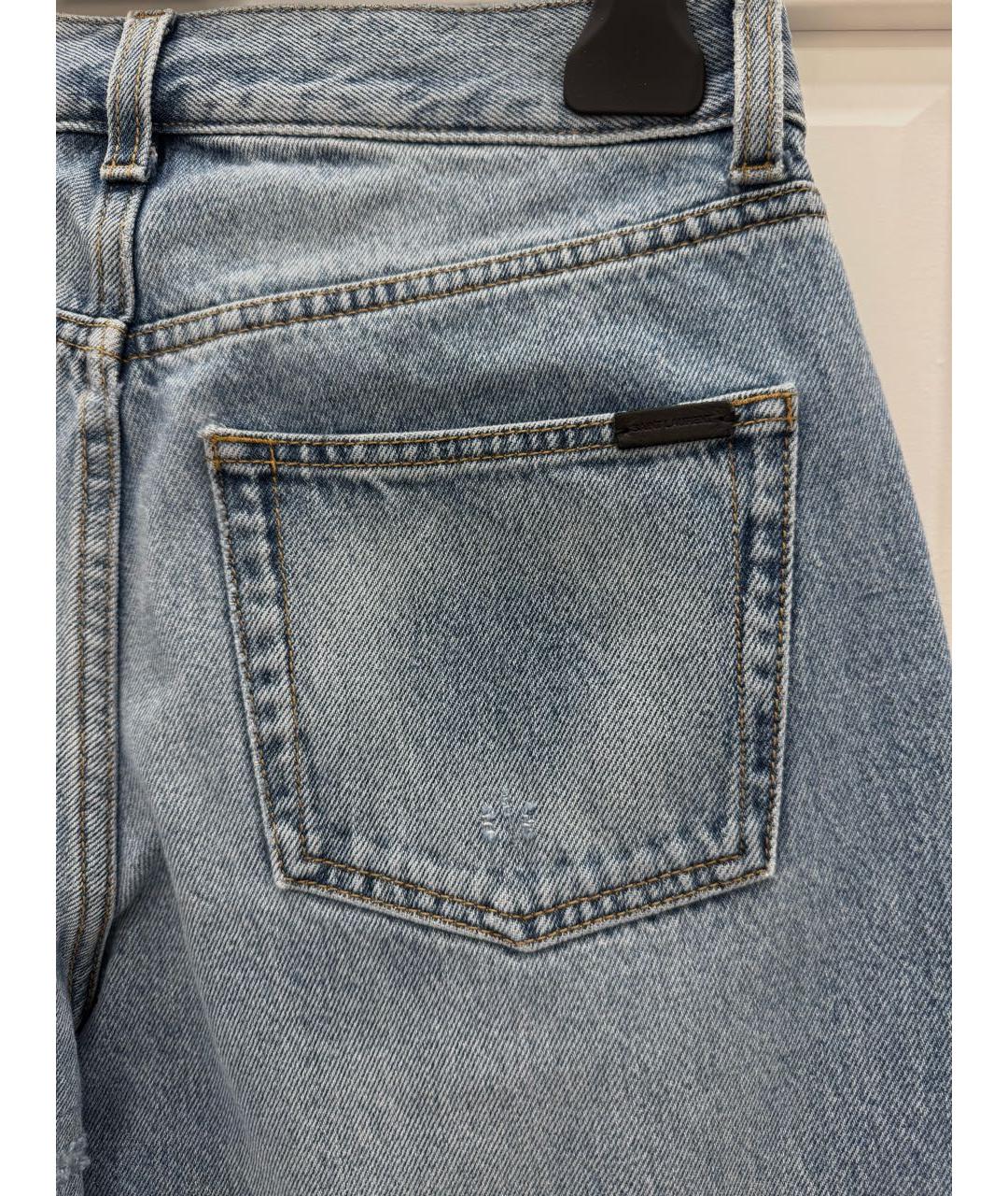 SAINT LAURENT Голубые хлопковые прямые джинсы, фото 6