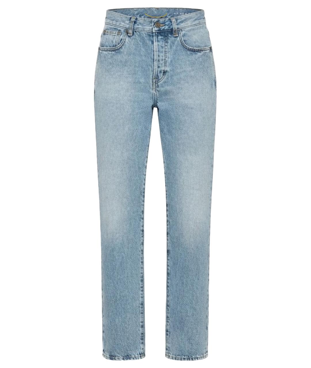 SAINT LAURENT Голубые хлопковые прямые джинсы, фото 1