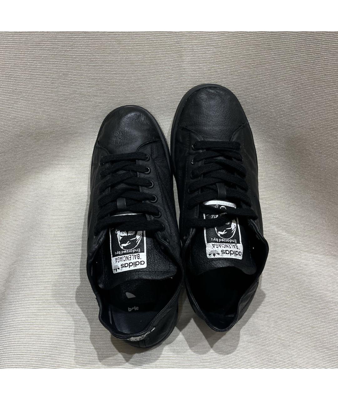 BALENCIAGA Черные кожаные высокие кроссовки / кеды, фото 2