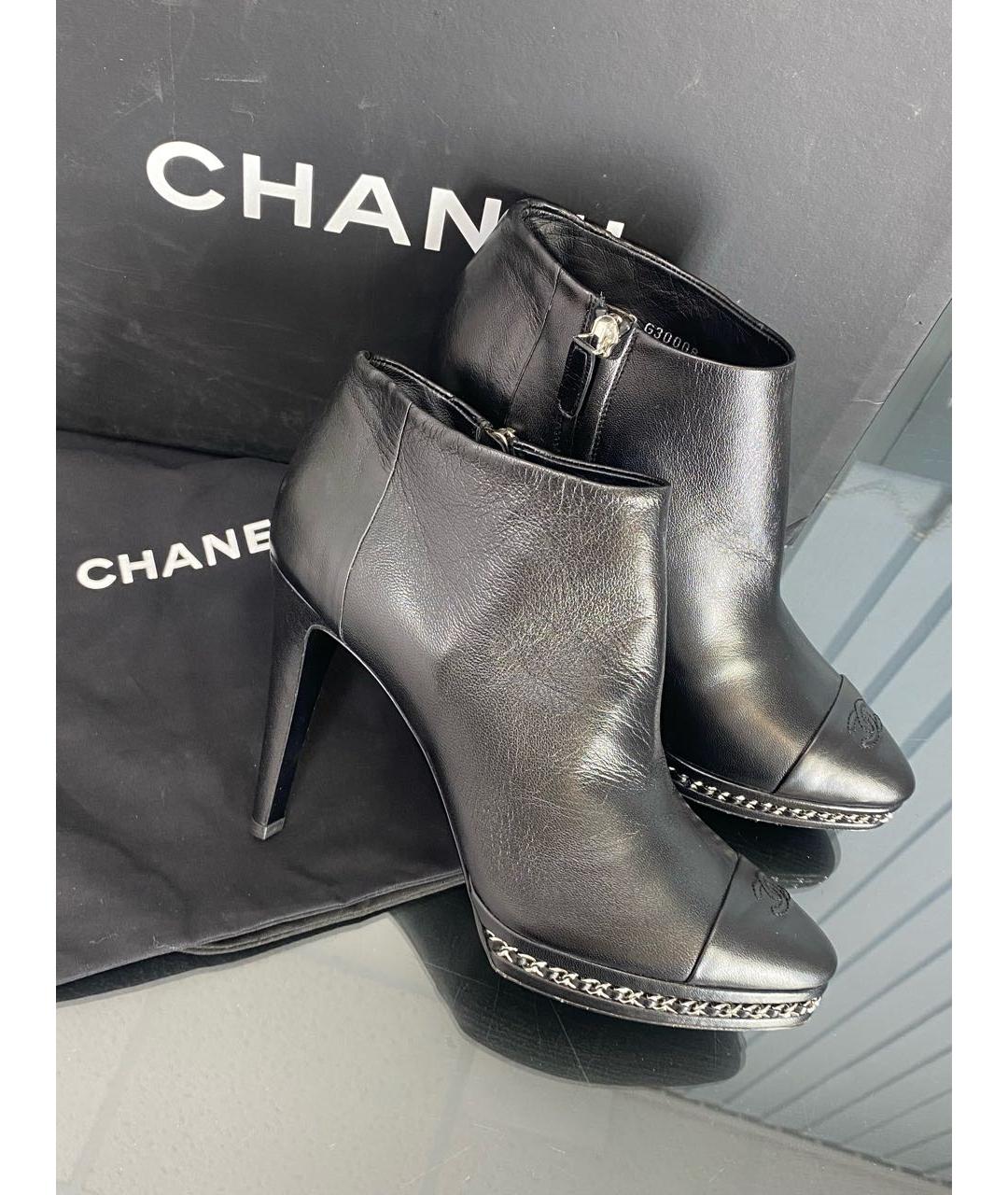 CHANEL Черные кожаные ботильоны, фото 6