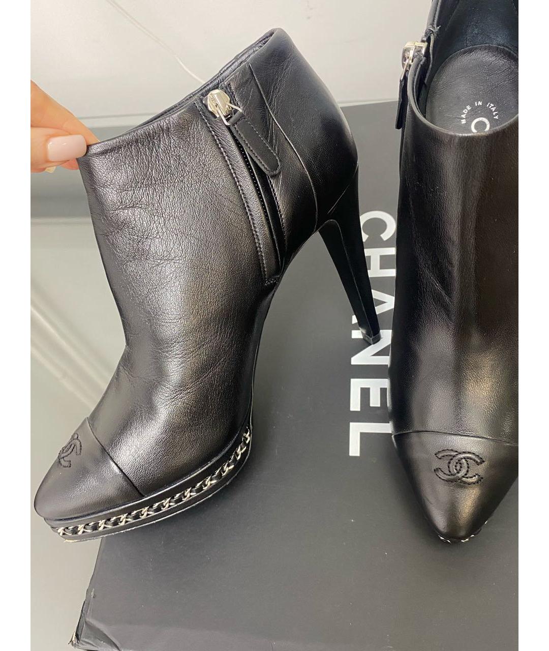CHANEL Черные кожаные ботильоны, фото 8