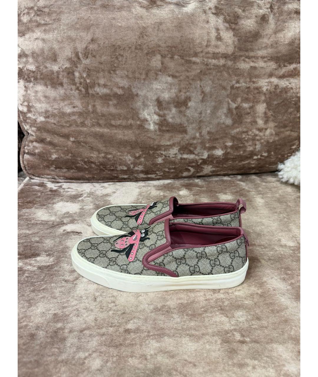 GUCCI Розовые кожаные слипоны, фото 3