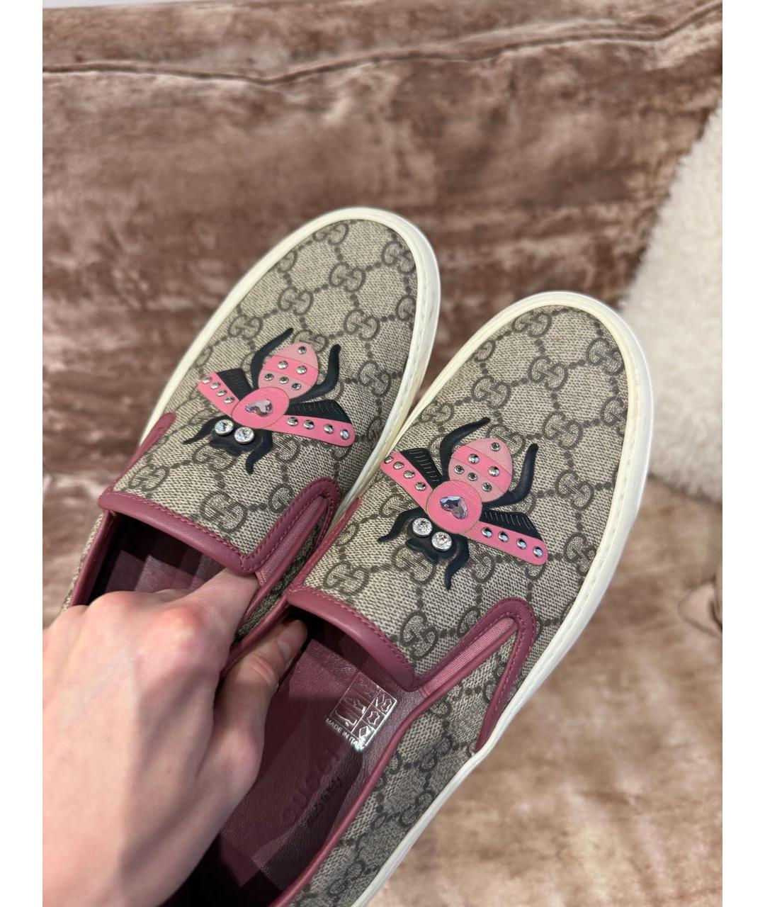 GUCCI Розовые кожаные слипоны, фото 5