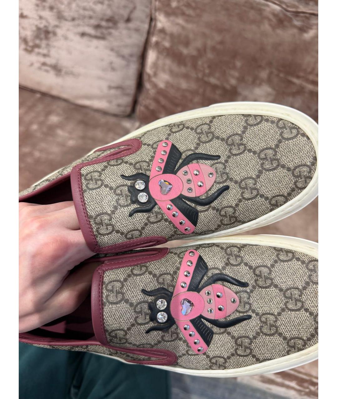 GUCCI Розовые кожаные слипоны, фото 6