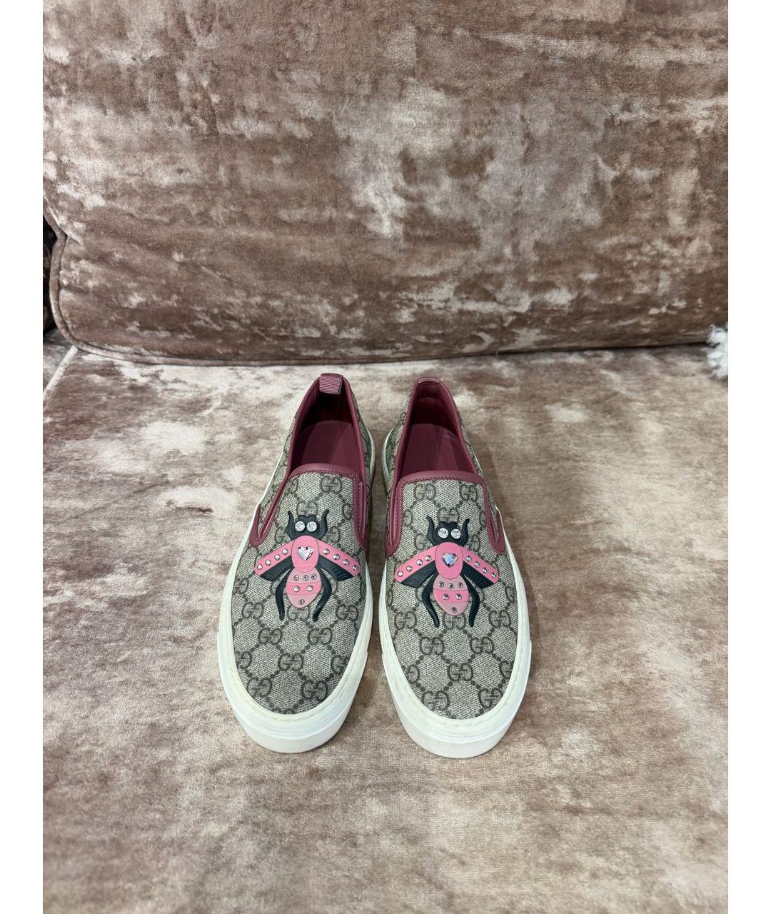 GUCCI Розовые кожаные слипоны, фото 2