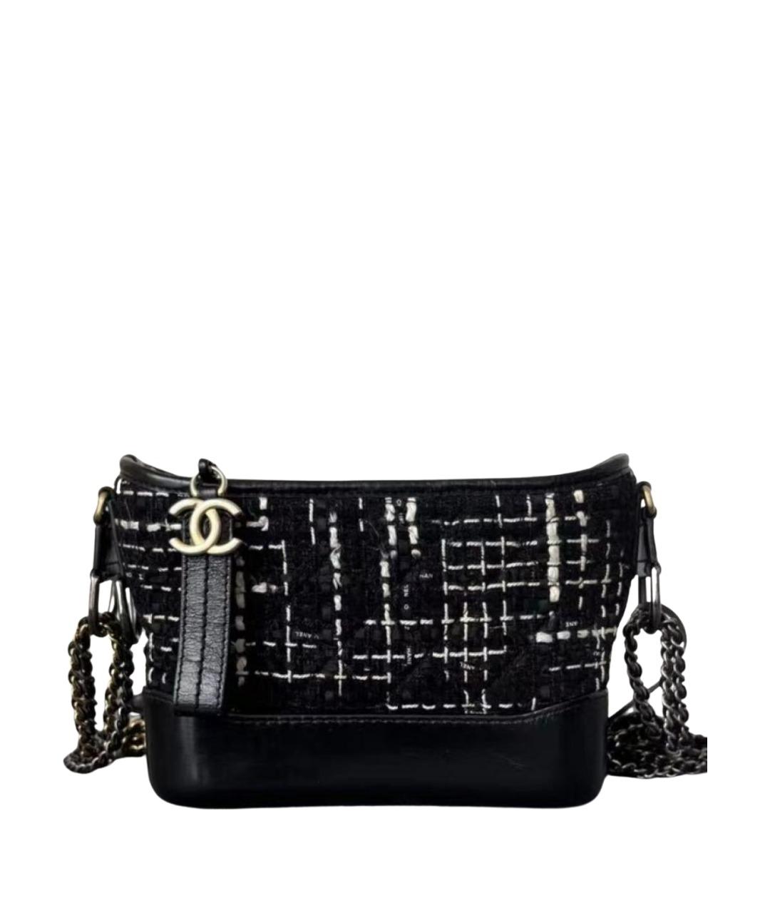 CHANEL Черная твидовая сумка через плечо, фото 1