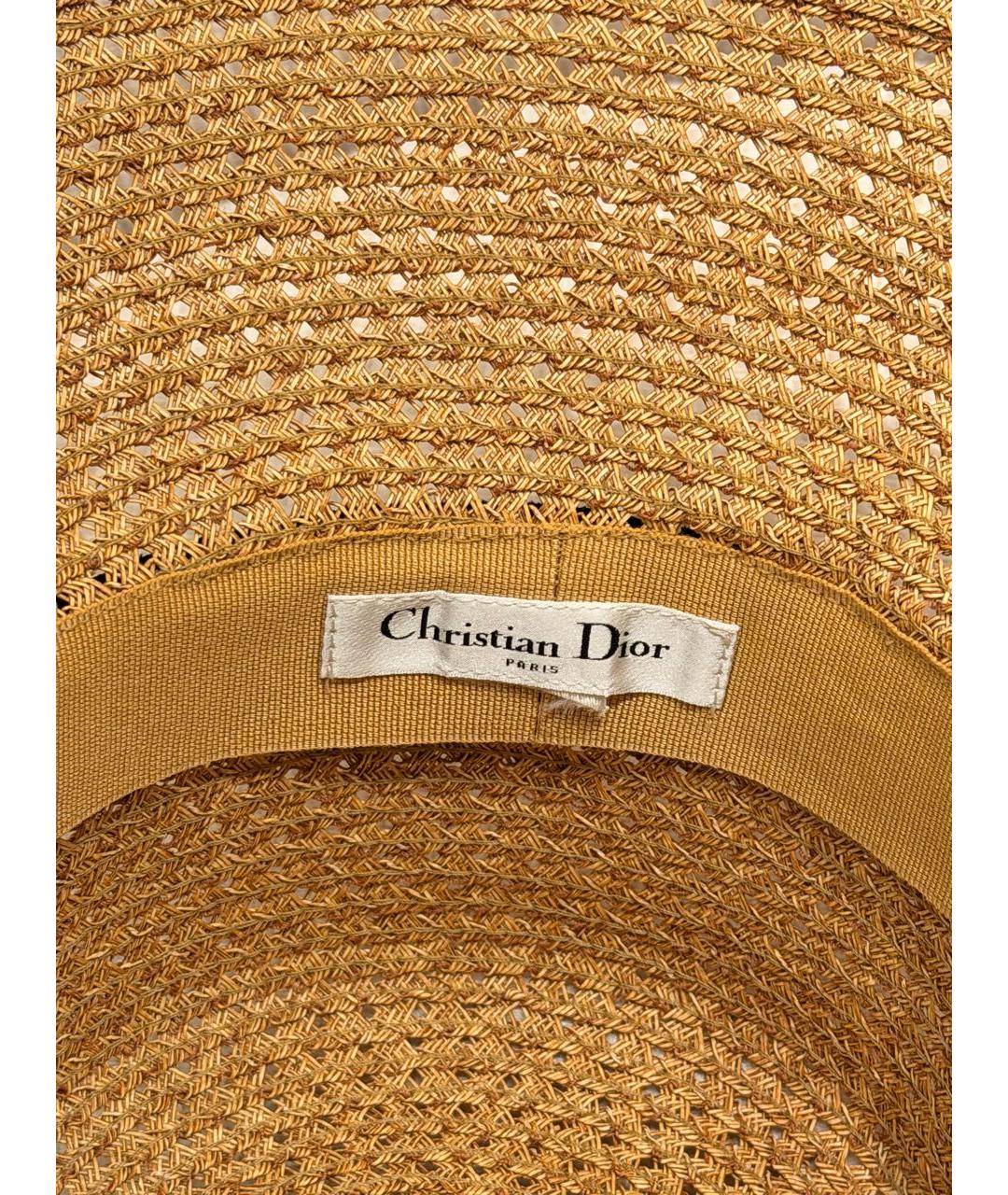 CHRISTIAN DIOR Бежевая соломенная панама, фото 6