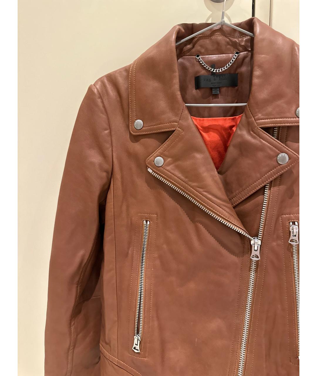 RAG & BONE Коричневая кожаная куртка, фото 3