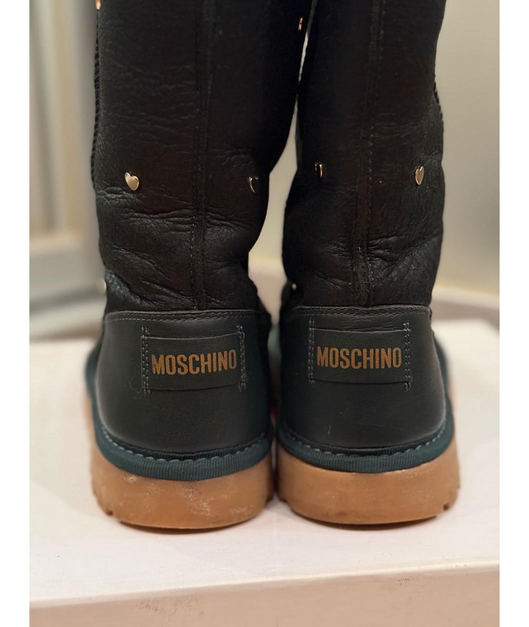 MOSCHINO KID TEEN Зеленые кожаные сапоги, фото 4