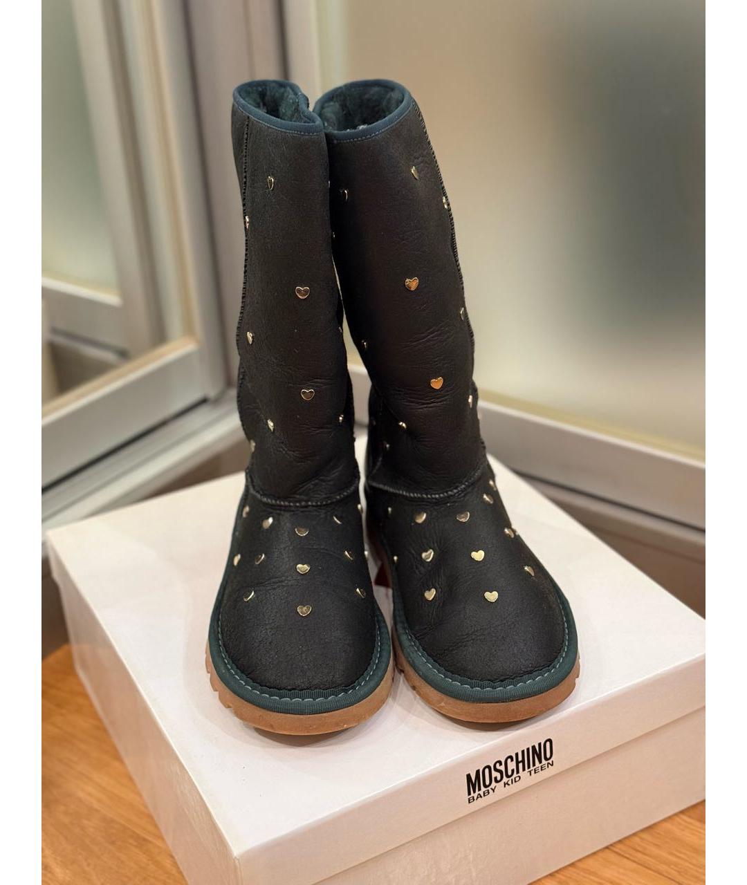 MOSCHINO KID TEEN Зеленые кожаные сапоги, фото 2