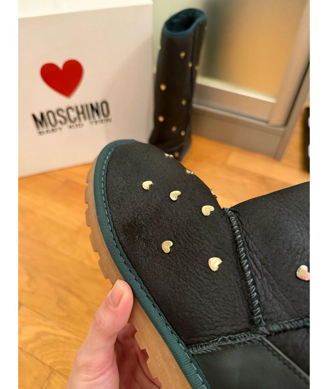 MOSCHINO KID TEEN Зеленые кожаные сапоги, фото 5