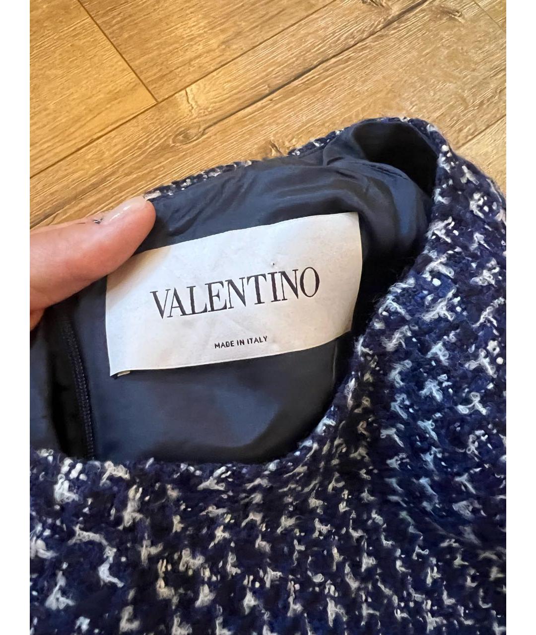 VALENTINO Темно-синее шерстяное повседневное платье, фото 3