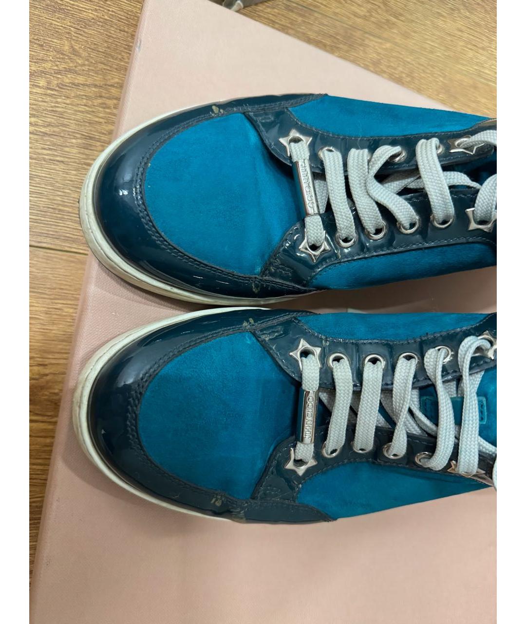 JIMMY CHOO Бирюзовые кеды из лакированной кожи, фото 3
