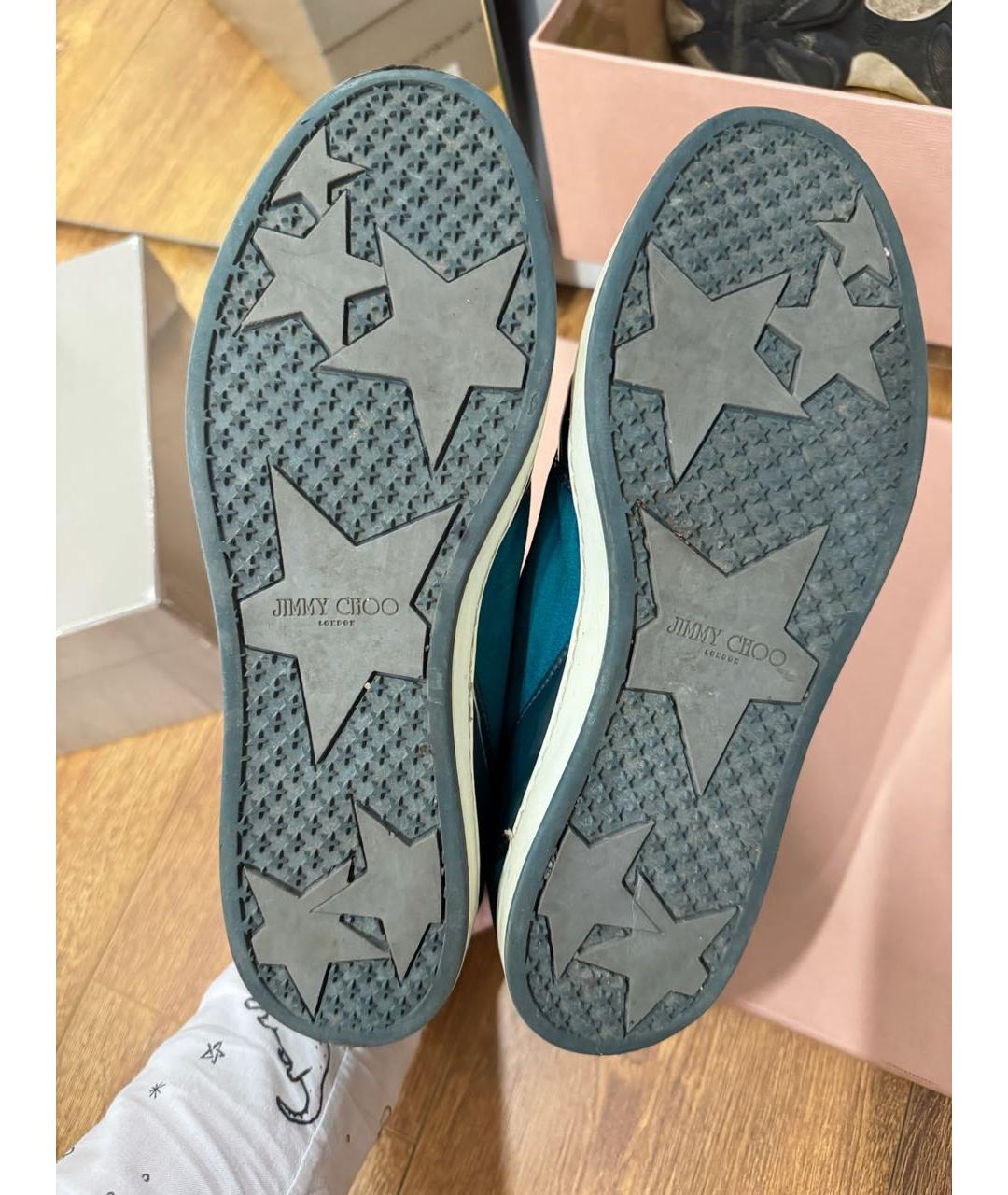 JIMMY CHOO Бирюзовые кеды из лакированной кожи, фото 4