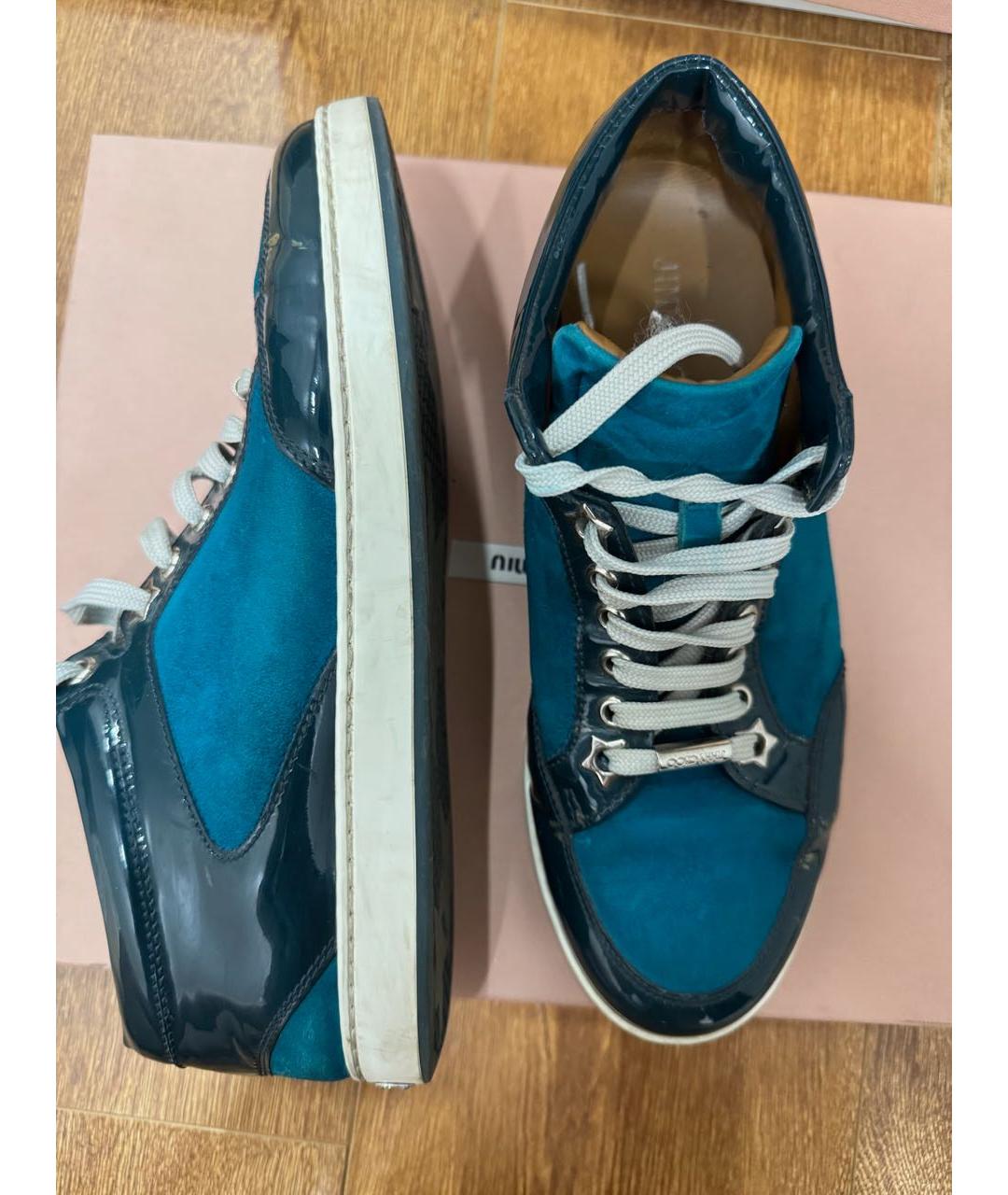 JIMMY CHOO Бирюзовые кеды из лакированной кожи, фото 5
