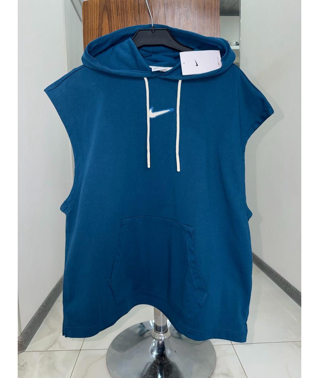 NIKE Синяя хлопковая футболка, фото 9