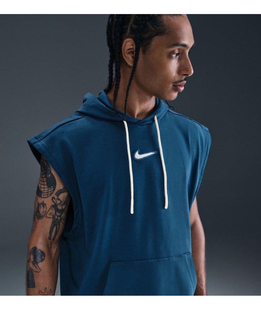 NIKE Синяя хлопковая футболка, фото 7