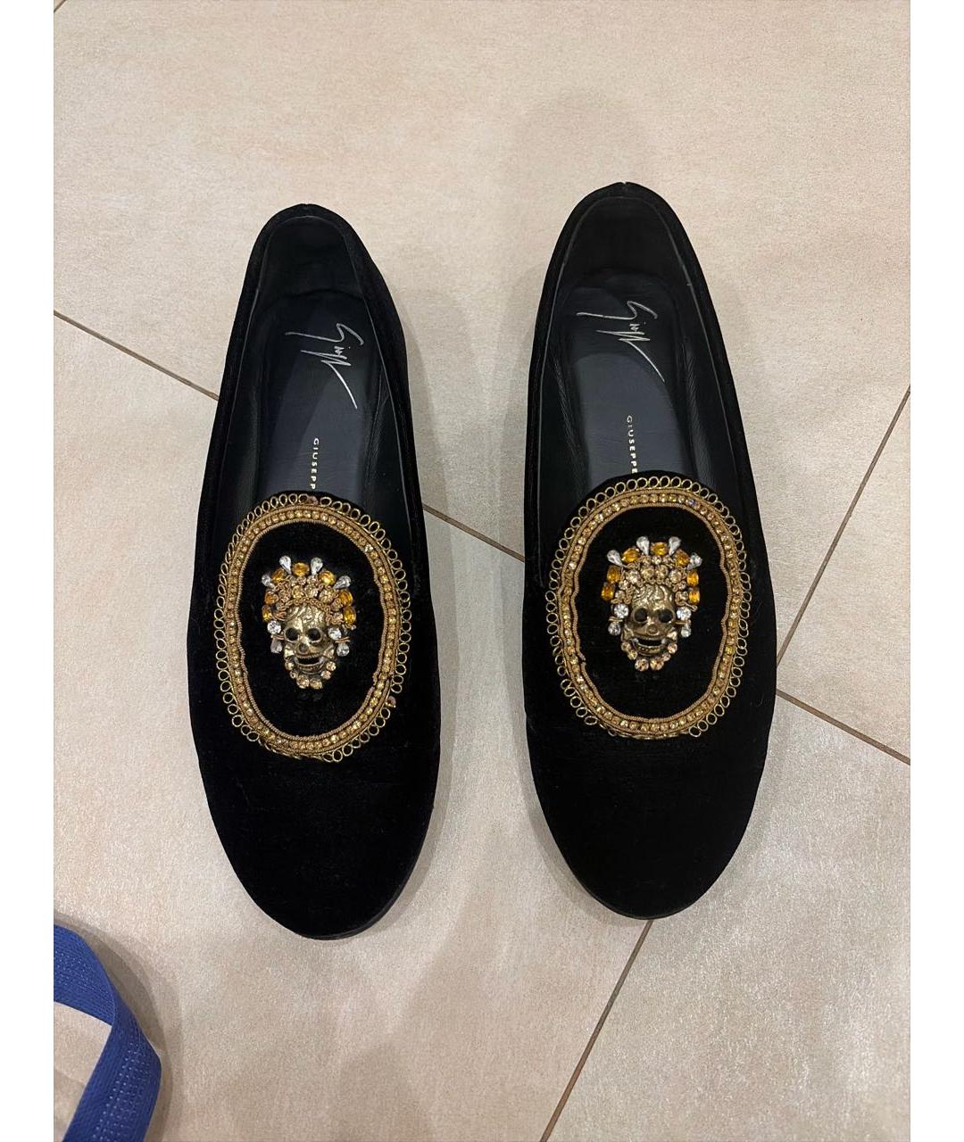 GIUSEPPE ZANOTTI DESIGN Черные бархатные лоферы, фото 2