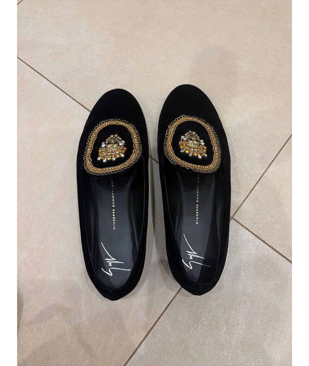 GIUSEPPE ZANOTTI DESIGN Черные бархатные лоферы, фото 3