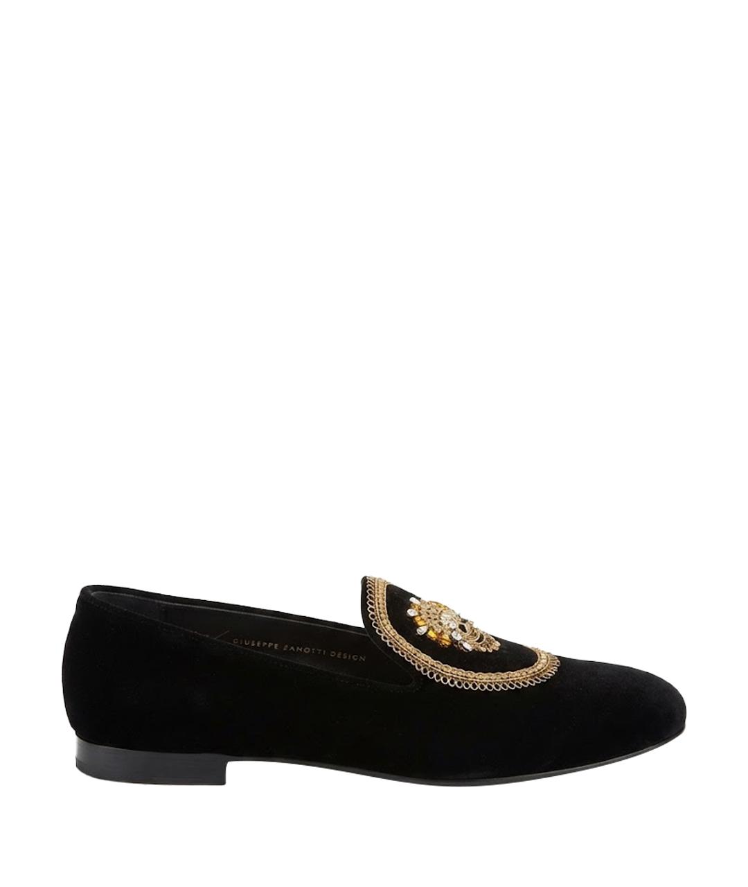 GIUSEPPE ZANOTTI DESIGN Черные бархатные лоферы, фото 1