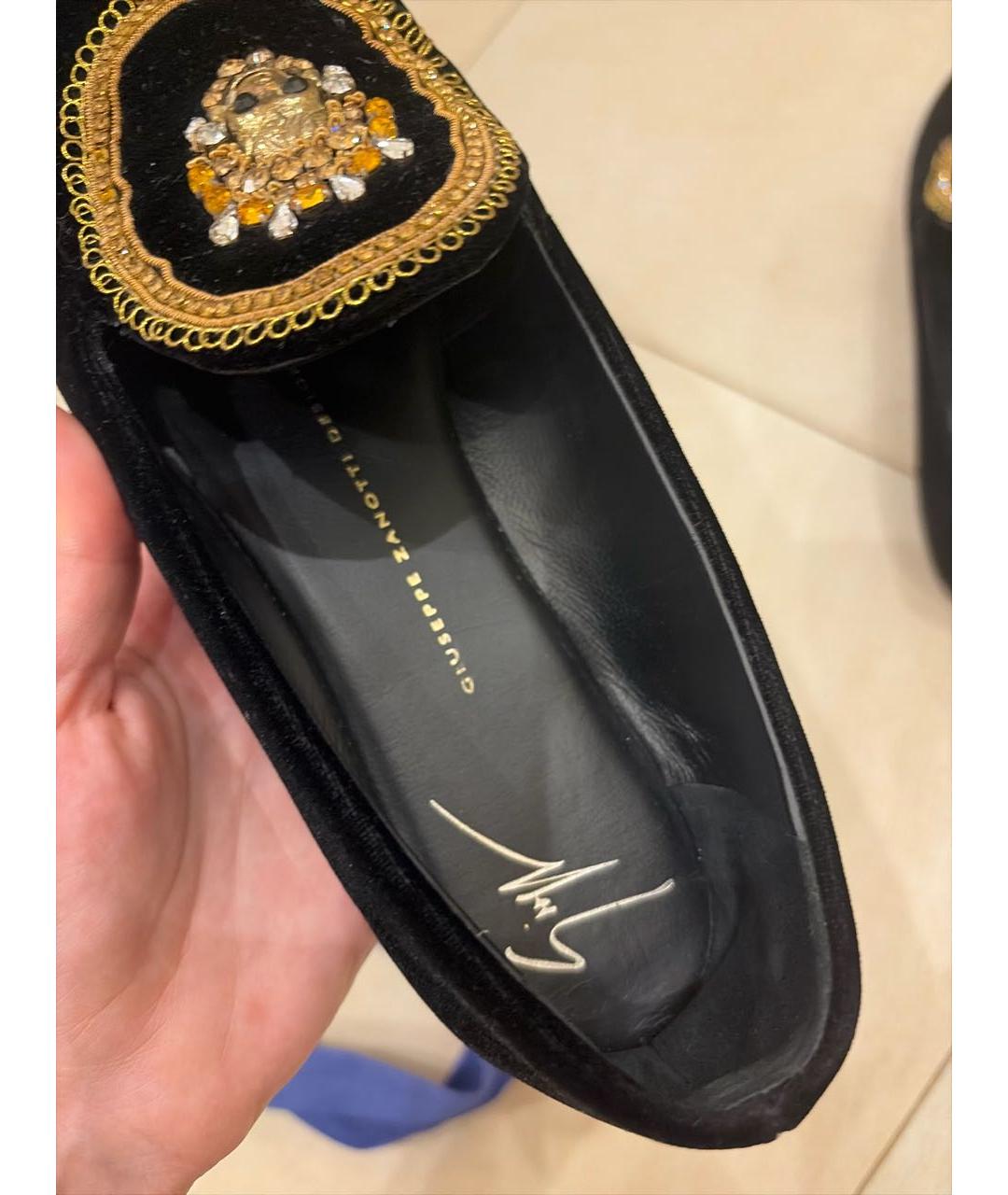 GIUSEPPE ZANOTTI DESIGN Черные бархатные лоферы, фото 6