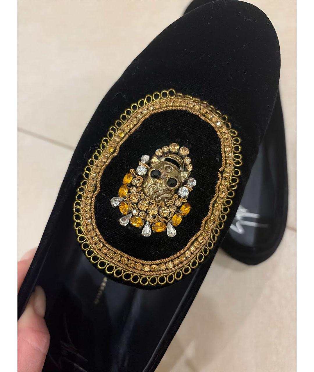 GIUSEPPE ZANOTTI DESIGN Черные бархатные лоферы, фото 5