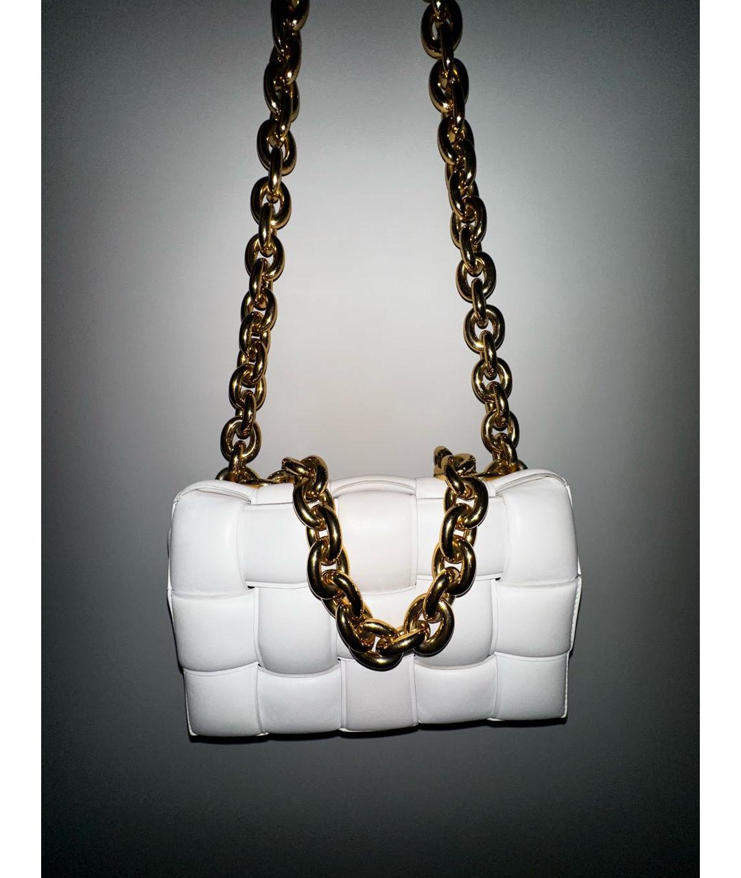 BOTTEGA VENETA Белая кожаная сумка через плечо, фото 5