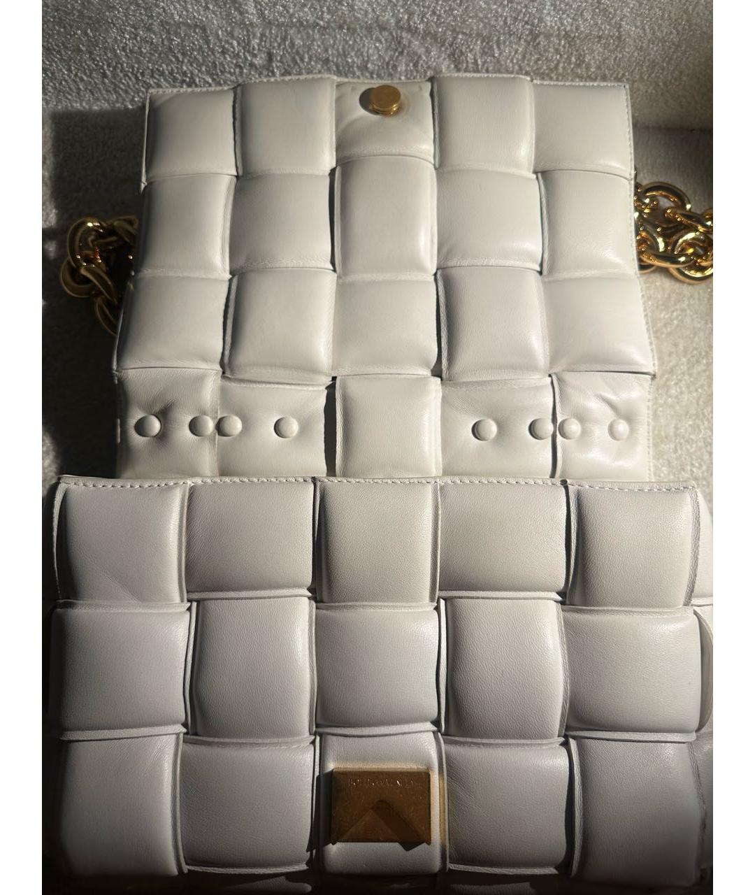 BOTTEGA VENETA Белая кожаная сумка через плечо, фото 4