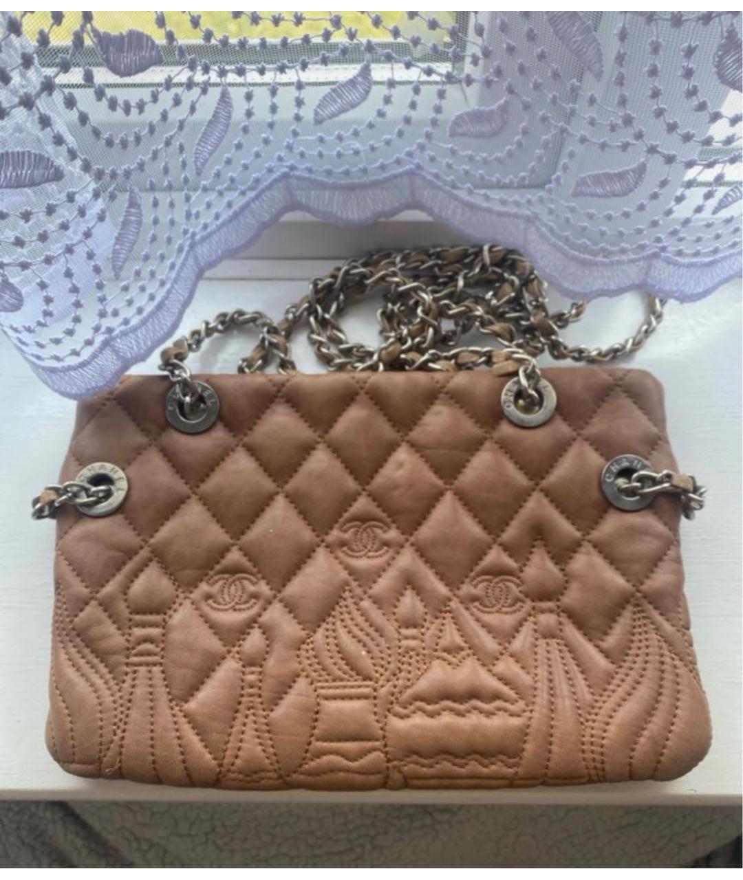 CHANEL Коричневая кожаная сумка через плечо, фото 2