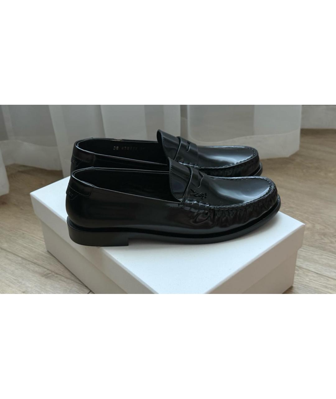 SAINT LAURENT Черные кожаные лоферы, фото 8