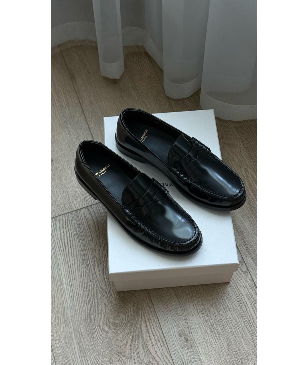 SAINT LAURENT Черные кожаные лоферы, фото 3