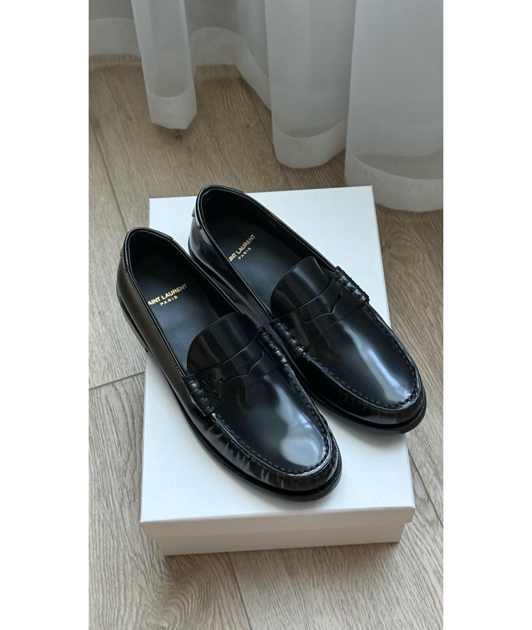 SAINT LAURENT Черные кожаные лоферы, фото 2
