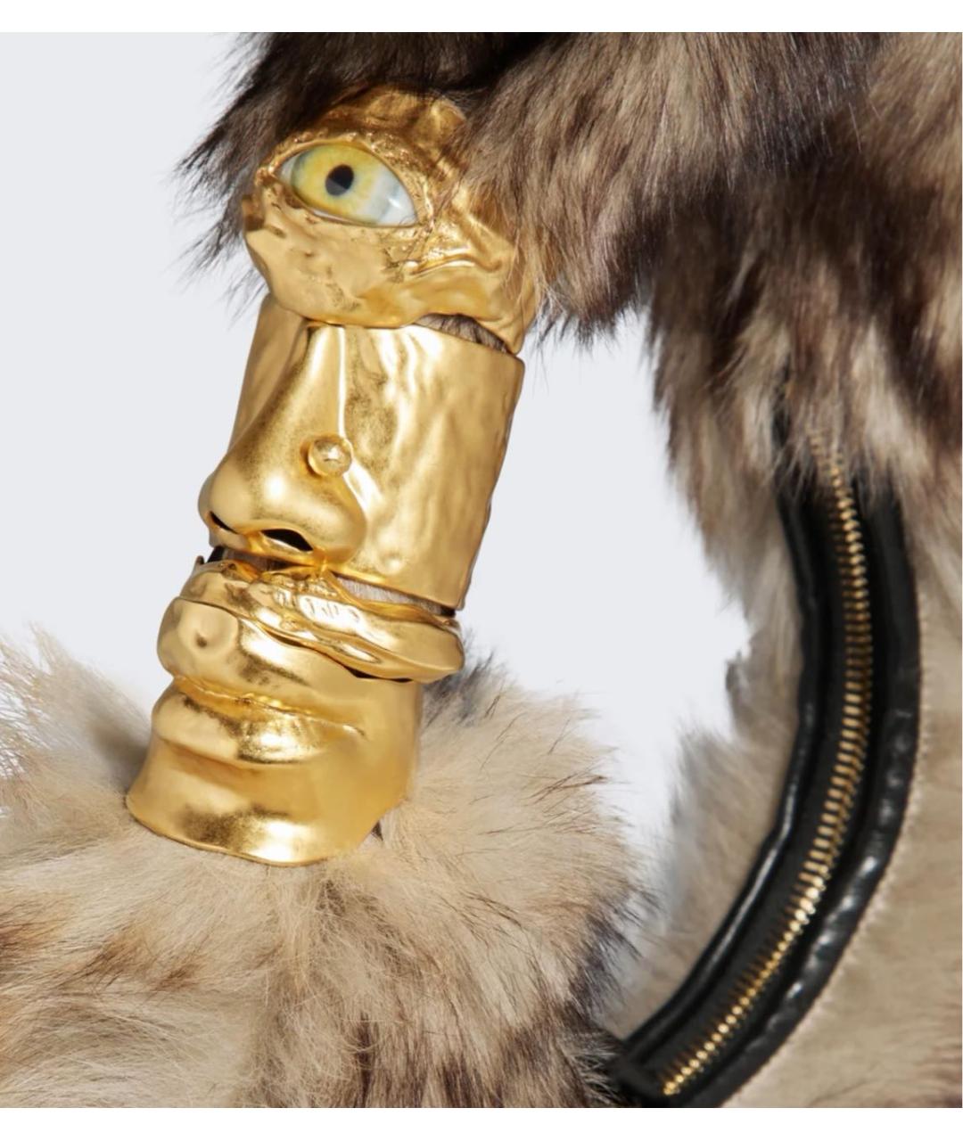 SCHIAPARELLI Коричневая меховая сумка через плечо, фото 3