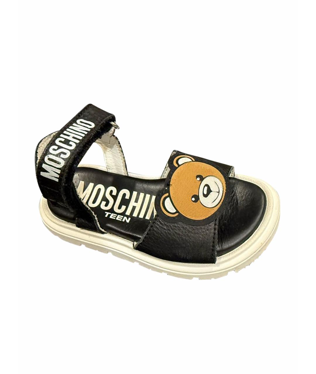 MOSCHINO Черные кожаные сандалии, фото 1