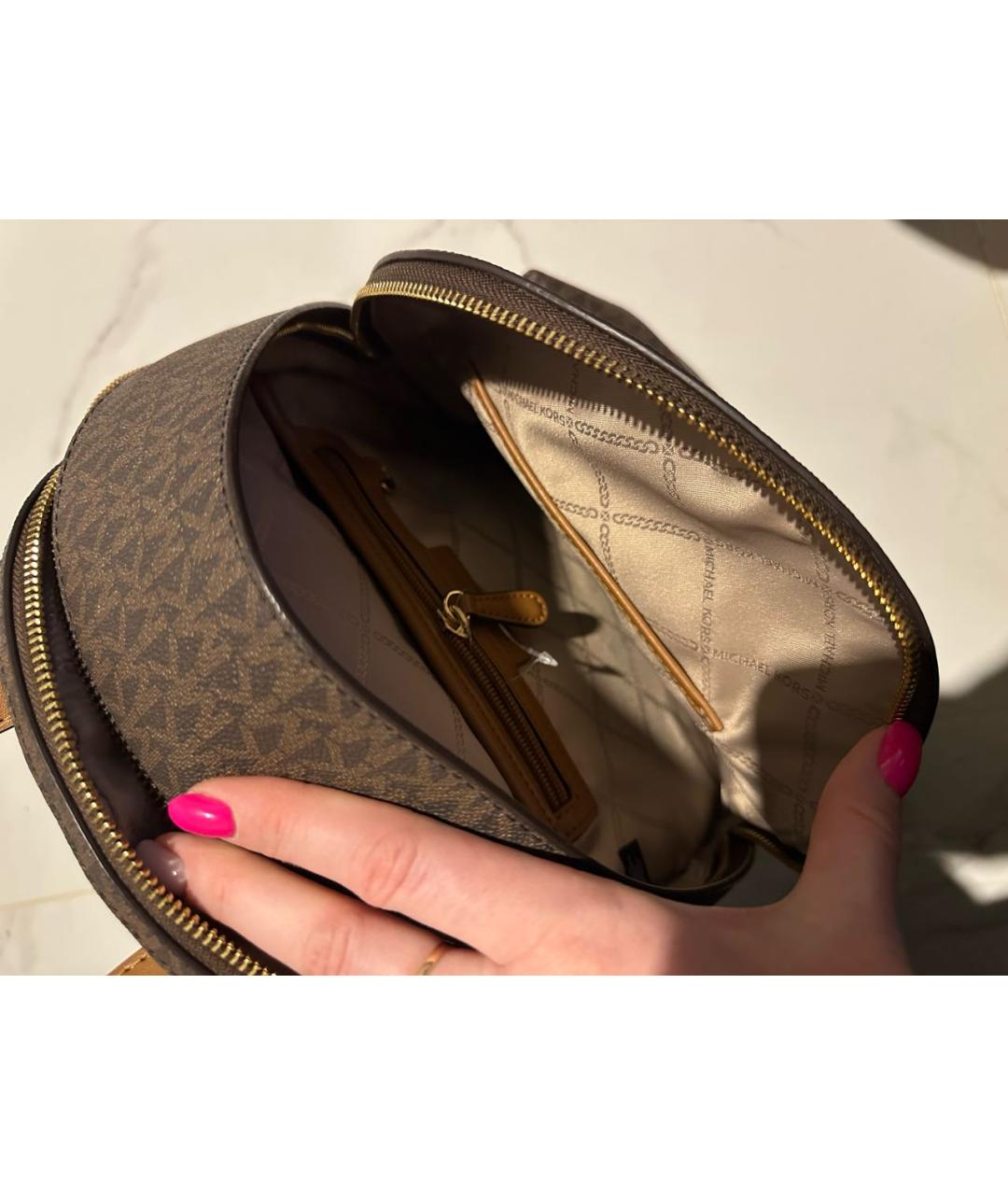 MICHAEL KORS Коричневый рюкзак из канвы, фото 4