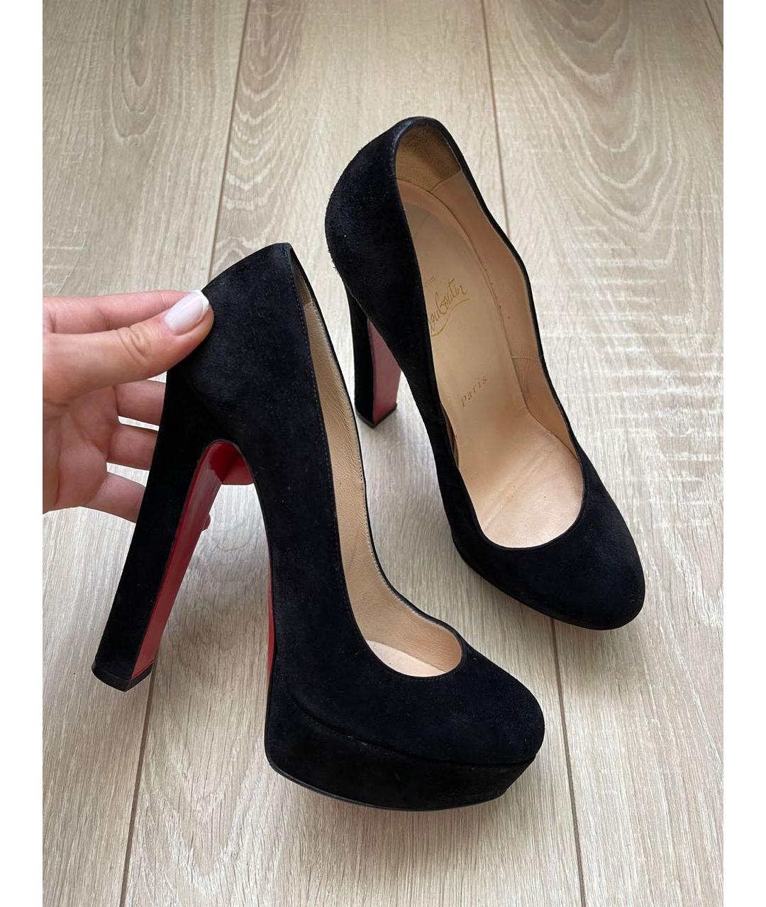CHRISTIAN LOUBOUTIN Черные замшевые туфли, фото 9