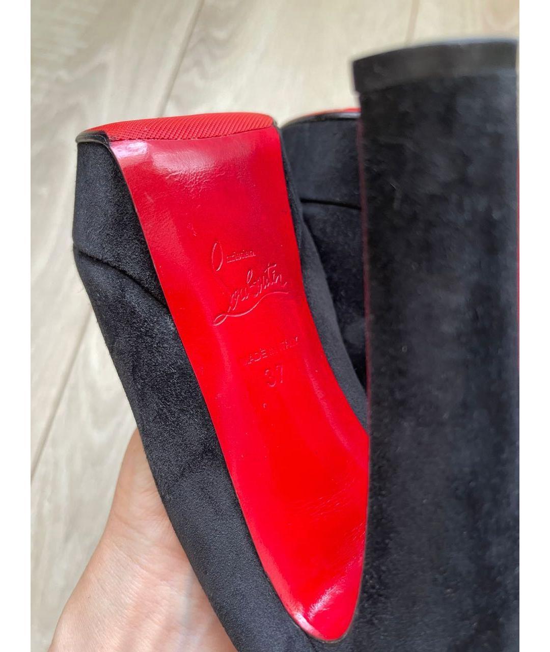 CHRISTIAN LOUBOUTIN Черные замшевые туфли, фото 7