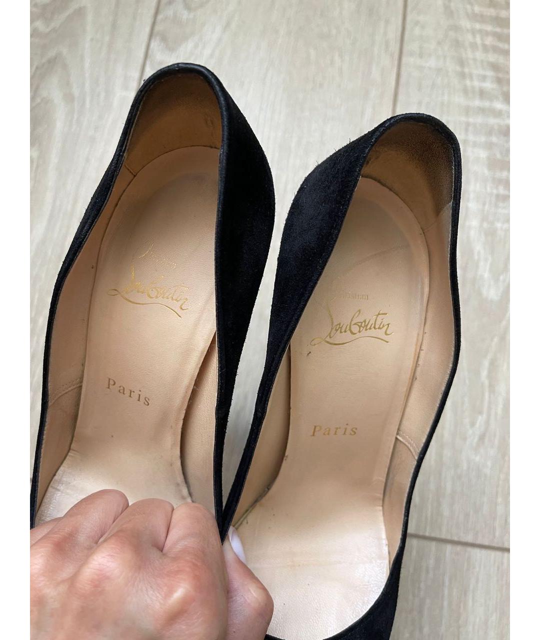 CHRISTIAN LOUBOUTIN Черные замшевые туфли, фото 8