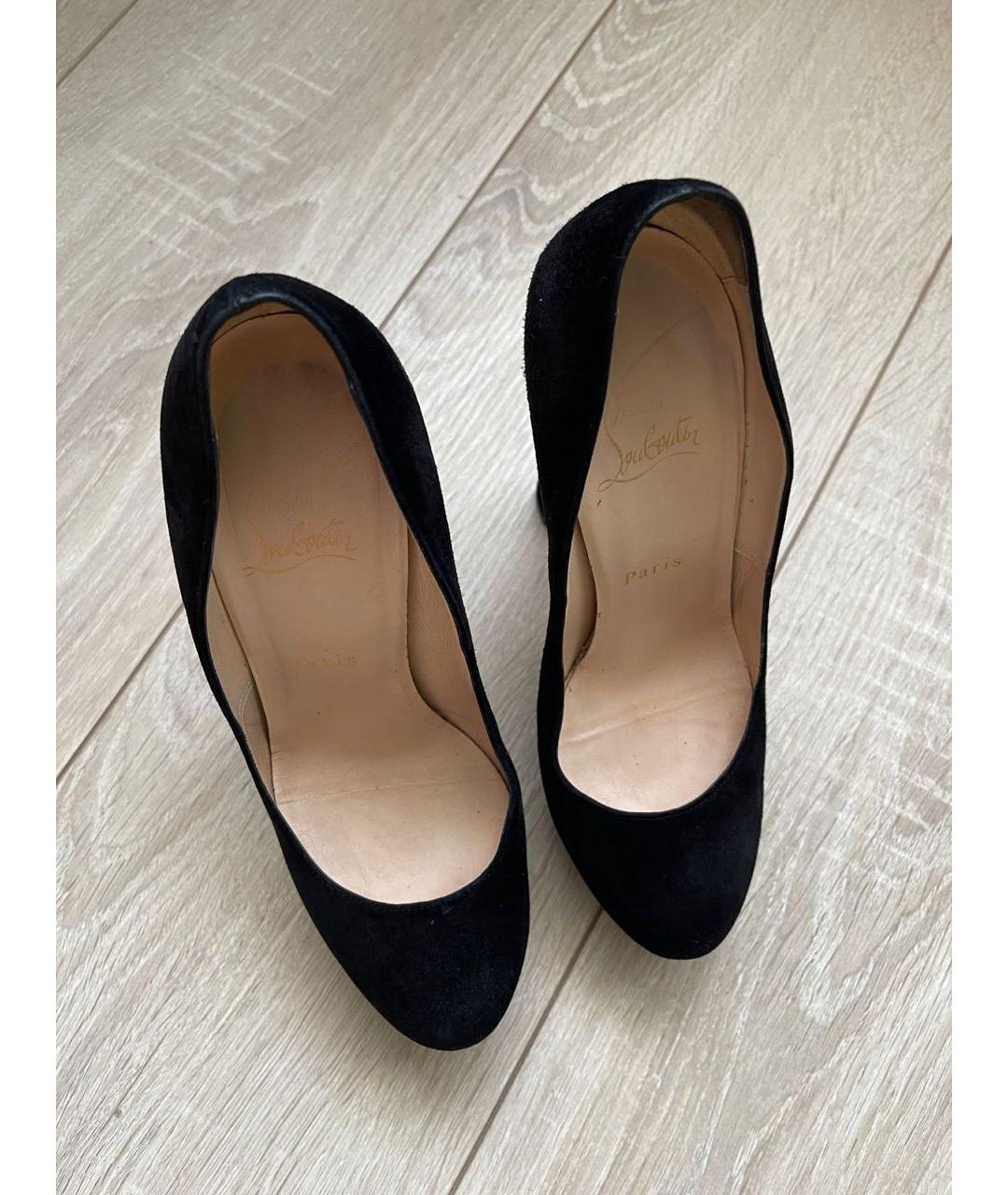 CHRISTIAN LOUBOUTIN Черные замшевые туфли, фото 2