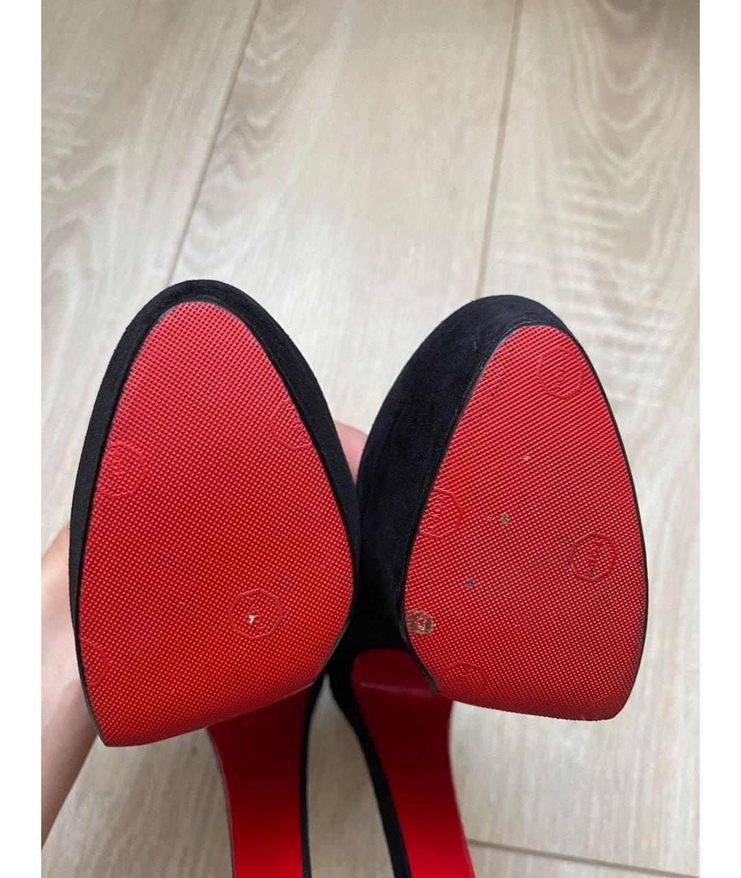 CHRISTIAN LOUBOUTIN Черные замшевые туфли, фото 6