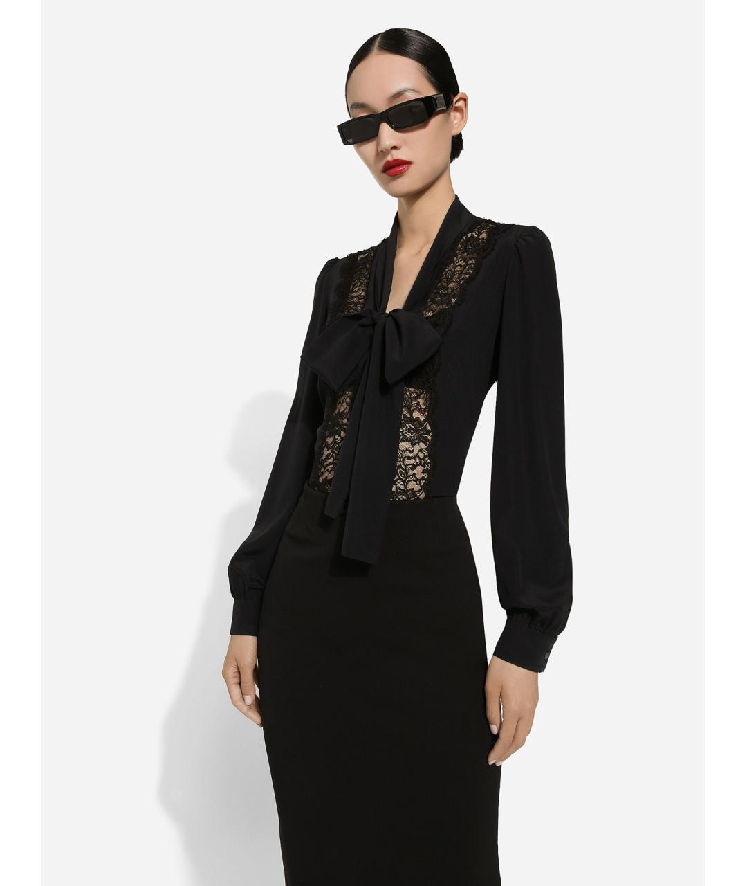 DOLCE&GABBANA Черная шелковая блузы, фото 3