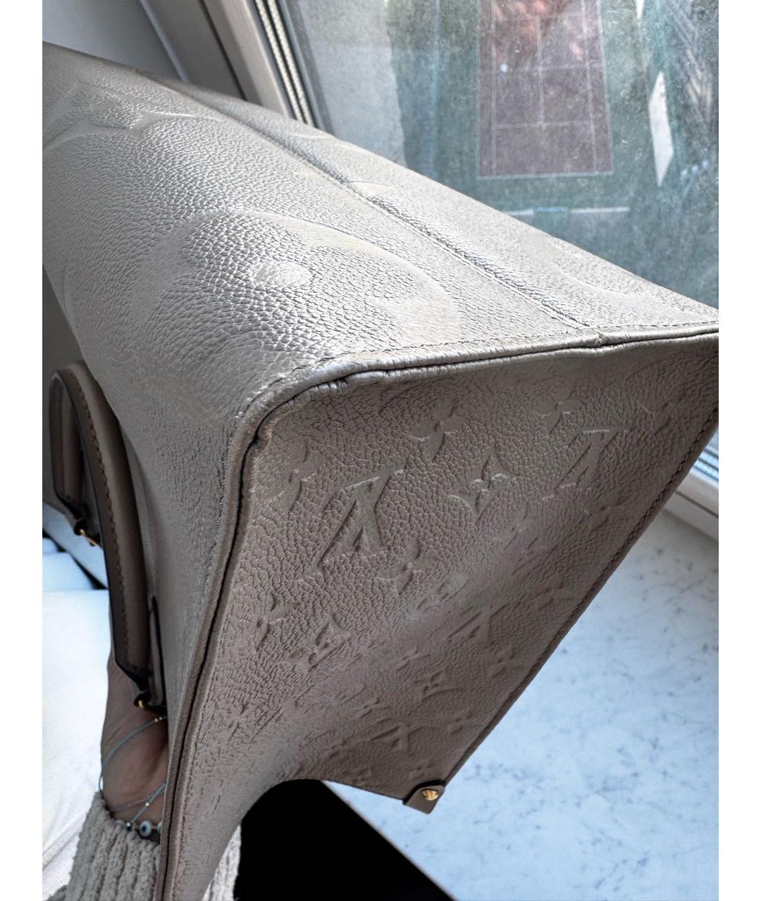 LOUIS VUITTON Бежевая кожаная сумка тоут, фото 5