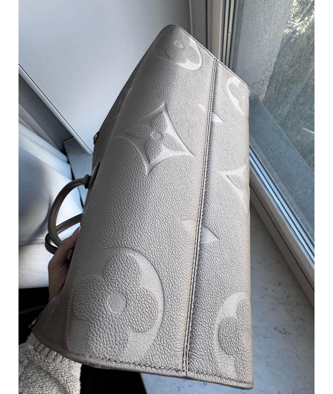 LOUIS VUITTON Бежевая кожаная сумка тоут, фото 4